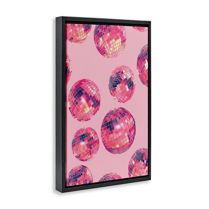 Stupell Vivid Pink Disco Pattern Framed Floater Canvas Wall Art Design By LSR Design Studio