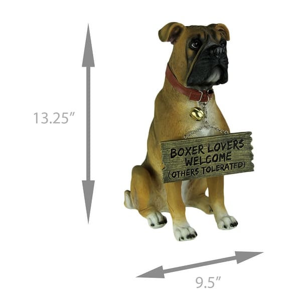 Boxer Dog With Double Sided Sign Indoor Outdoor Statue Boxer Dog With Double Sided Sign