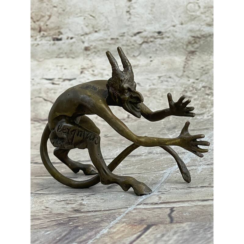 Mythological Greek Satyr Devil Bronze Figurine Sculpture 3.5 Inches X 5.5 Inches