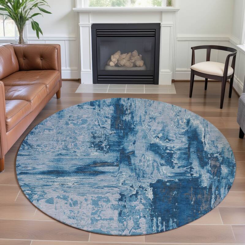 Premium Washable Super Soft Contemporary Ombre Mayfield Rug - Denim - 8' x 8'