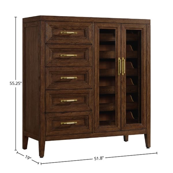 Marlow 5-Drawer Solid Red Oak Gentleman's Chest, Sable