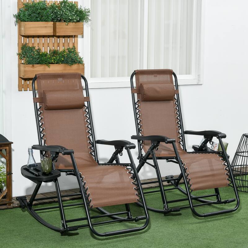 Outsunny Set Of 2 Outdoor Rocking Chairs (Excluding the table)