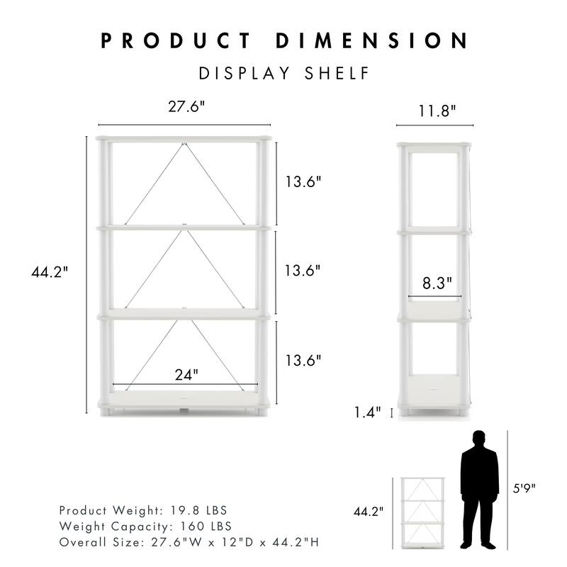 DH BASIC Modern Wood Shelving Unit with storage - Tier Shelves, Cube Ladder Shelf by Denhour