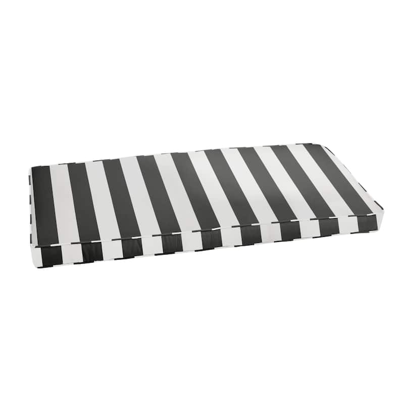 Sunbrella Black White Stripe Indoor/Outdoor Bench Cushion