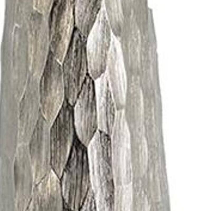 19" Silver Cast Aluminum Carved Geometric Table Vase - 5.10