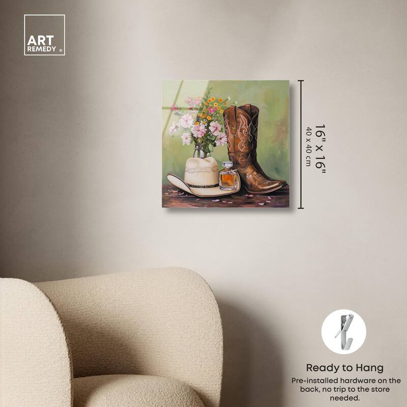 Spring Green Cowboy Necessities Acrylic by Art Remedy, Ready to Hang