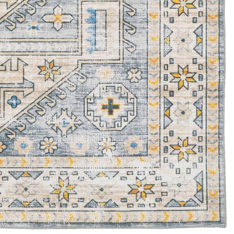 Parson Machine Washable Grey and Beige Area Rug