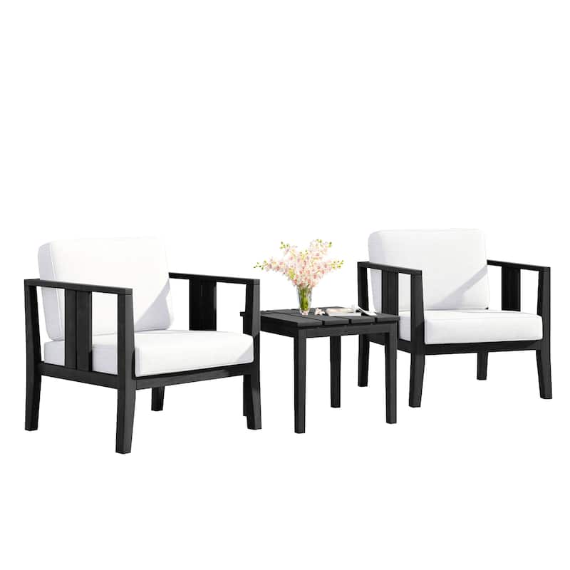 Uixe 3-piece Teak Solid Wood Outdoor Arm Chairs with Side Table Set