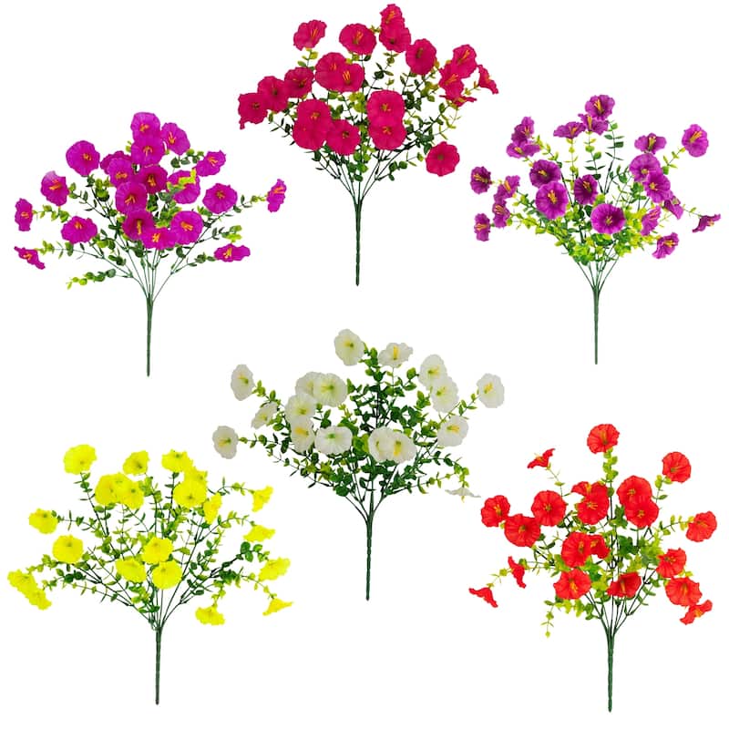 14-in UV Resistant Artificial Morning Glory Bush - Set of 12