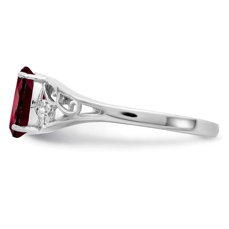 Curata 925 Sterling Silver Oval Polished Open back Garnet Ring