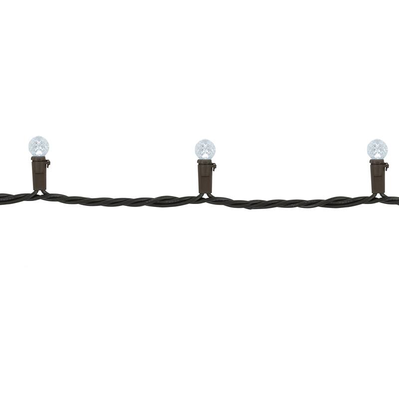 LED G12 Berry Christmas Lights - Pure White - 16' Brown Wire - 50 ct