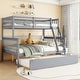 preview thumbnail 15 of 19, Twin Over Full Bunk Bed with Trundle, Bunk Bed with Ladder and Guardrails, Convertible to 2 Beds Grey