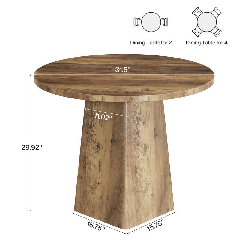 31.5" Industrial Round Kitchen Dining Table for Small Spaces