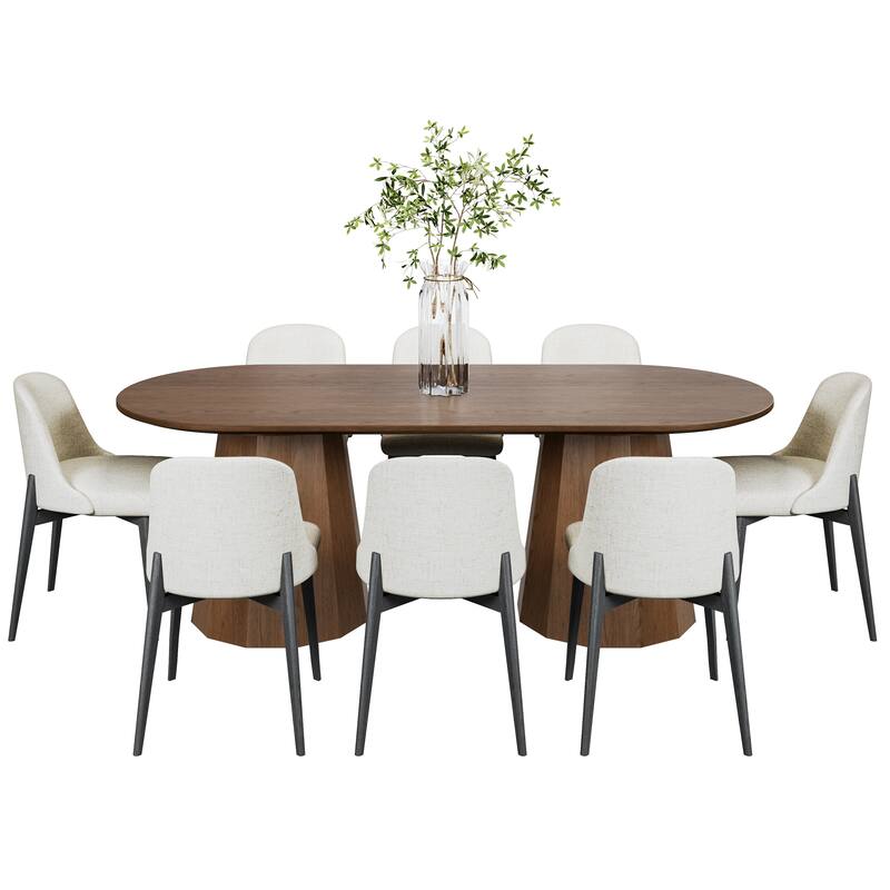 86" Double Pedestal Solid Wood Dining Table
