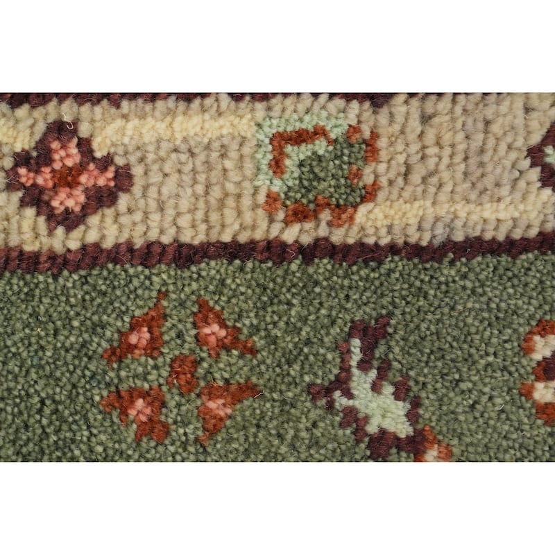 Hand Knotted Oriental 100% Wool Carpet Transitional All-Over Green Oushak Area Rug - 9' 9'' X 7' 9''