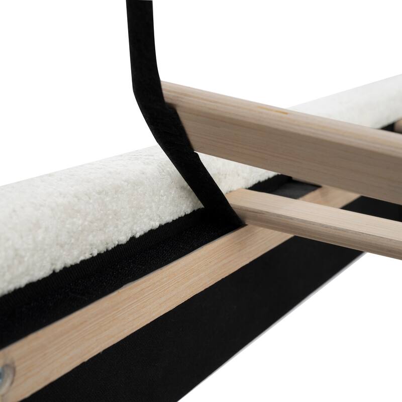 Queen Size Upholstered Bed Frame with High Back Headboard, Boucle Fabric, Solid Wood Legs, No Box Spring Needed