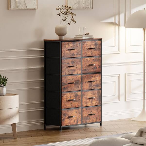 white christmas dresses WLIVE 10-Drawer Fabric Dresser with Side Pockets and Hooks main image 1