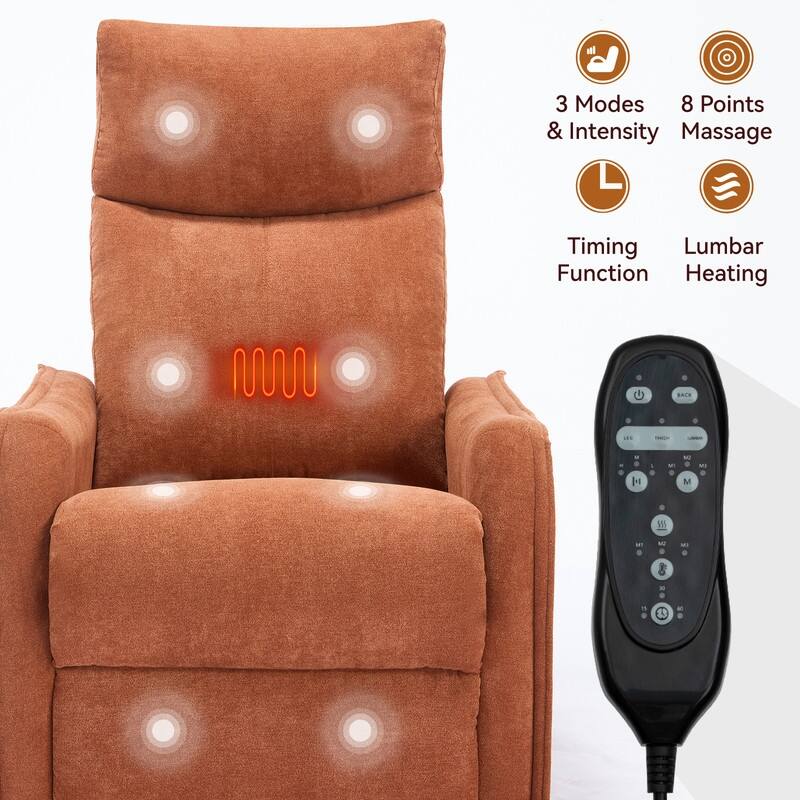 Heat Massage Manual Recliner Chair with Rocker and Swivel in Fabric for Living Room