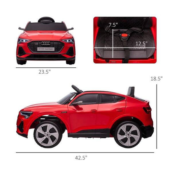 Realistic Audi E-tron Kids Ride-On Car with LED Lights, Remote Control, Music