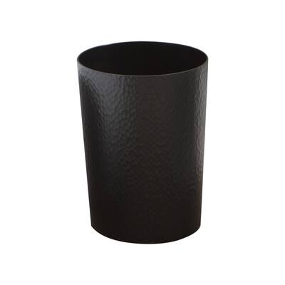 Bath Bliss Hammered Textured Trash Can in Black - 8.75"Rdx11"