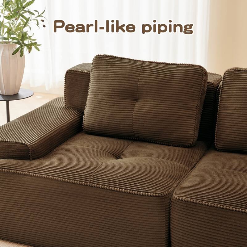 117.3" Minimalist Corduroy Modular Sectional Sofa with Ottomans for Living Room