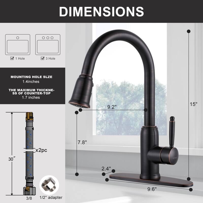 WOWOW Pull Down Sprayer Kitchen Faucet