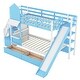 preview thumbnail 3 of 64, Twin-Over-Twin Bunk Bed Kids Bed with Drawers Shelves and Slide
