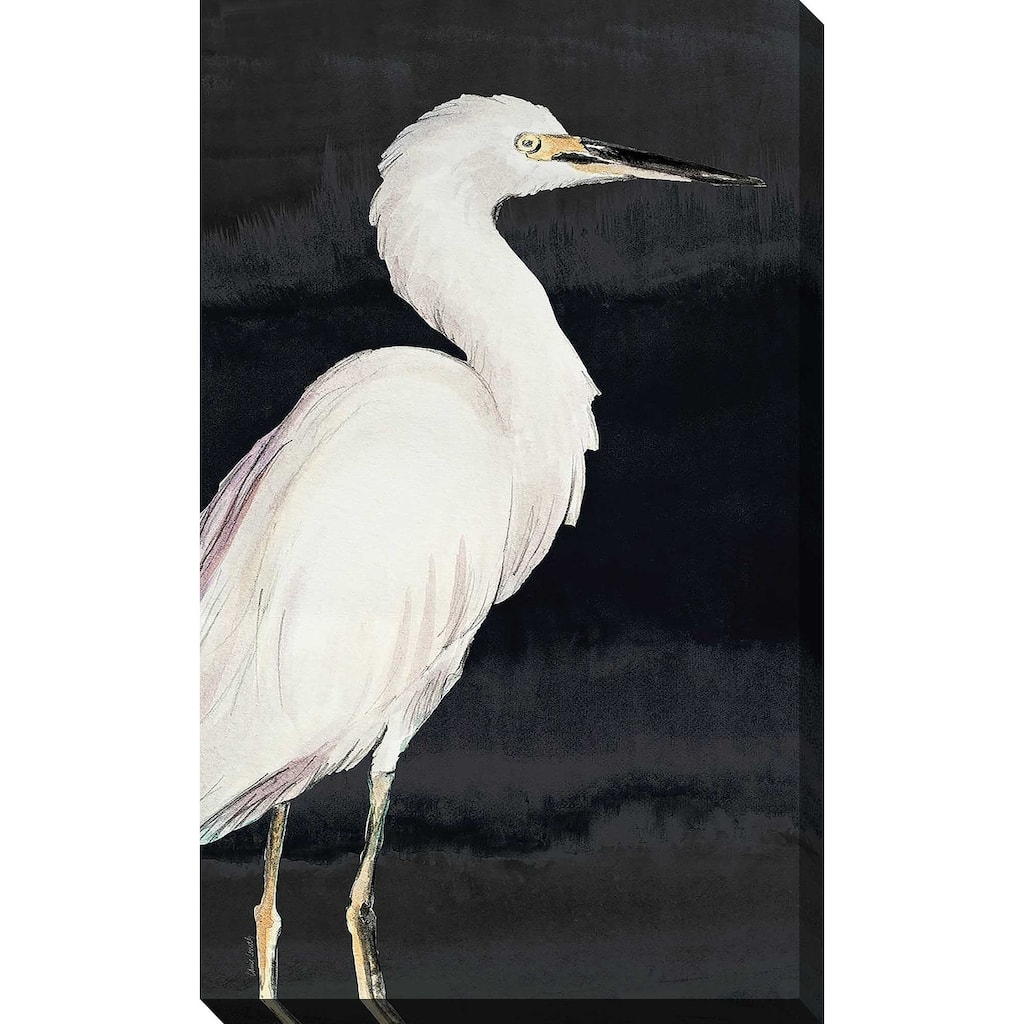 "Heron on Black II" Print on Canvas