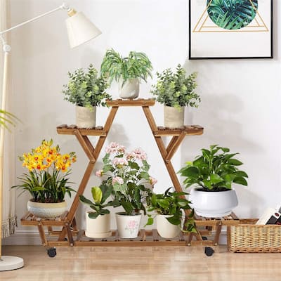 Triangular Plants Stand 32 inch Tall Shelf with Wheels