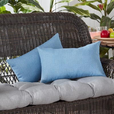 Solid Heathered Outdoor Lumbar Pillow (Set of 2)