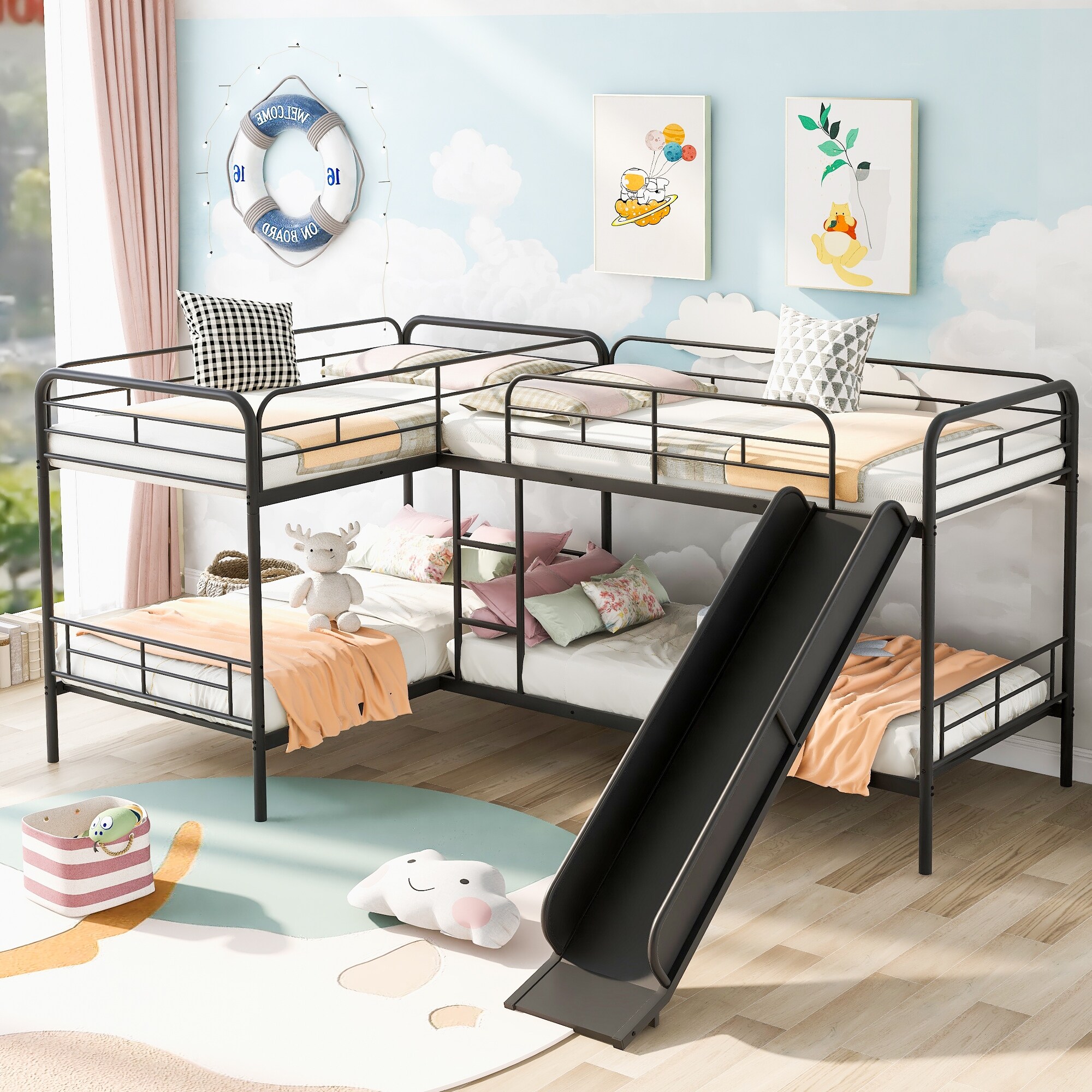 Metal l sales shaped bunk beds