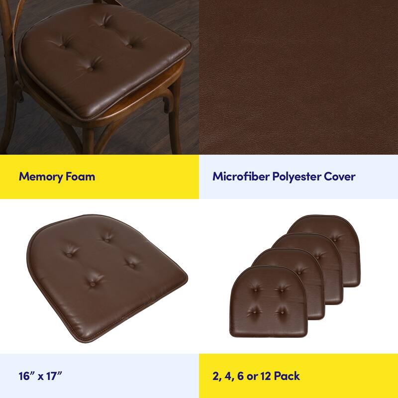 U-Shaped Faux Leather Memory Foam Chair Pads