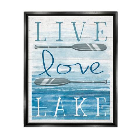Stupell Industries Live Love Lake Quote Ores Water Motif Floater Frame, Design by Elizabeth Tyndall