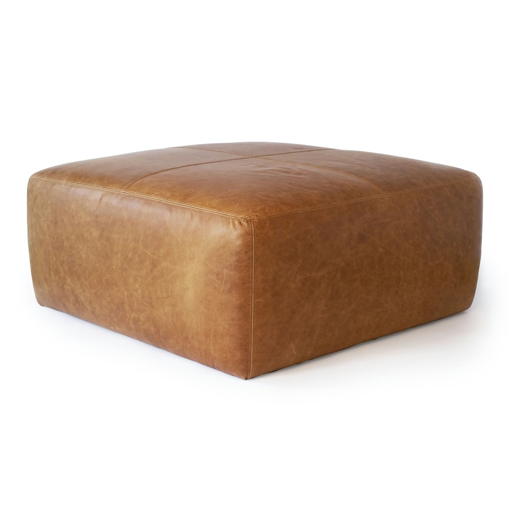 Poly & Bark Sequoia Ottoman - Full Grain Genuine Italian Leather