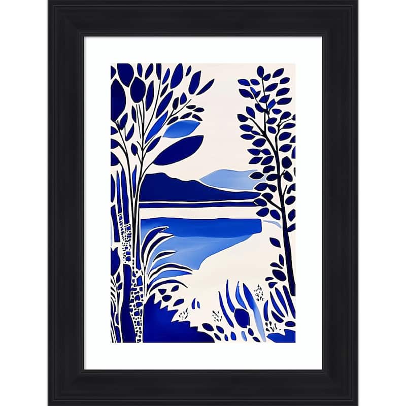 Serene in Blue by Tradelink inhouse artist Wood Framed Wall Art Print - Abbey Black