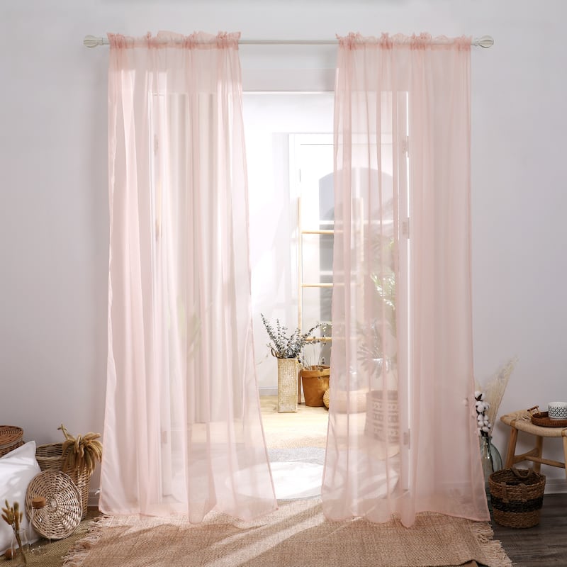 Deconovo Sheer Voile Curtain (2 Panel) - 54x45 Inch - Pale Pink
