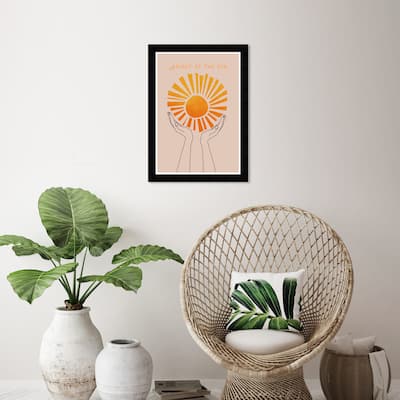 Wynwood Studio 'Bright As The Sun' Typography and Quotes Wall Art Framed Print Motivational Quotes and Sayings - Orange, Brown