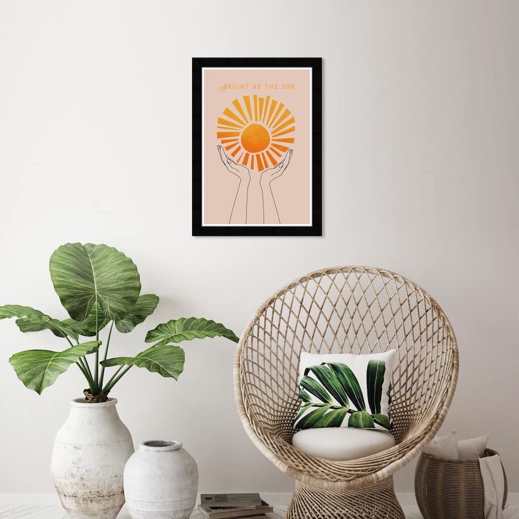 Wynwood Studio 'Bright As The Sun' Typography and Quotes Wall Art Framed Print Motivational Quotes and Sayings - Orange, Brown