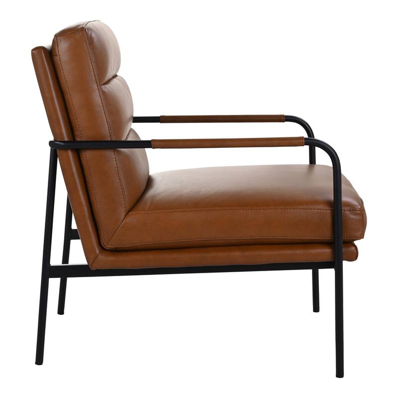 Aurelle Home Rustic Leather and Iron Accent Chair