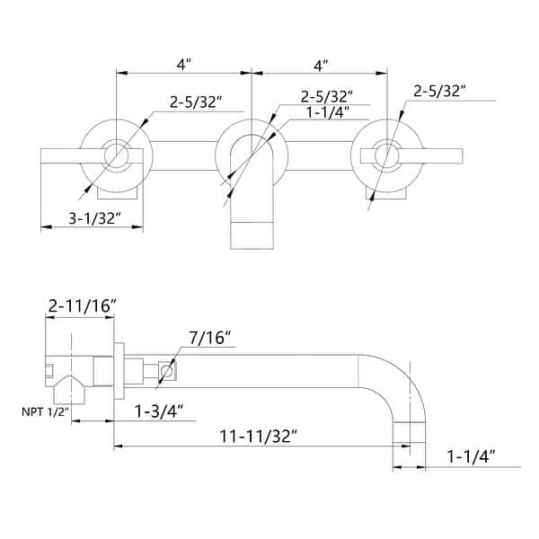 SUMERAIN High Flow Brushed Gold Wall Mounted Tub Filler Faucet with