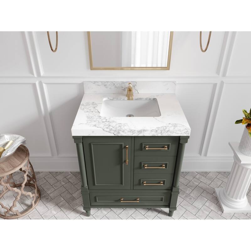 Willow Collections 30 in. W x 22 in. D Aberdeen Single Sink Bathroom Vanity in Pewter Green with Countertop