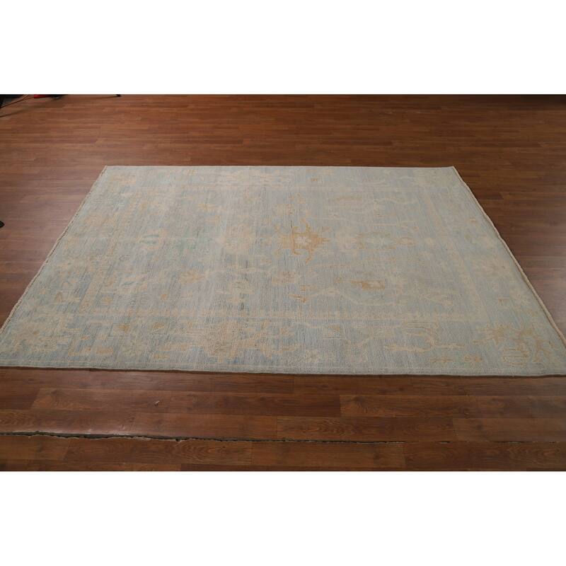 Vegetable Dye Oushak Turkish Rug Handmade Oriental Wool Carpet - 5'0"x 6'11"