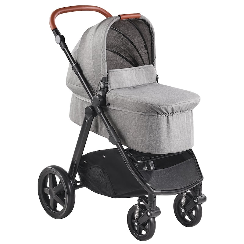 Oxford Aluminum Stroller with Bassinet and Adjustable Canopy - 35.4” L x 25.8” W x 43.9” H