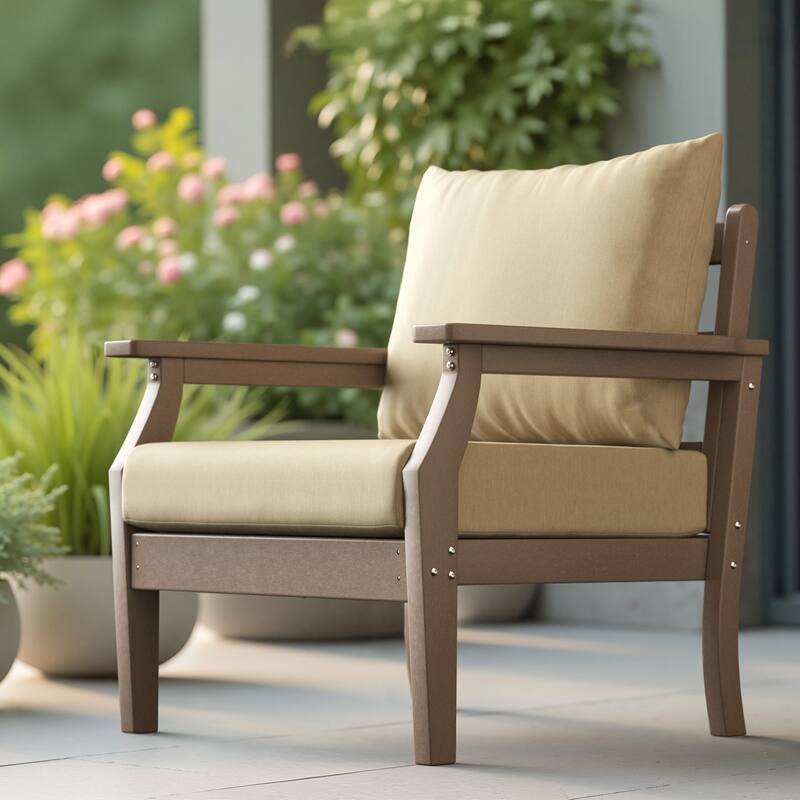 Kamas Outdoor Patio Club Chair - Tan Frame