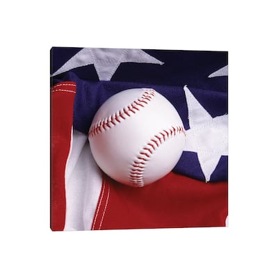 iCanvas "Baseball With American Flag" by Vintage Images Canvas Print