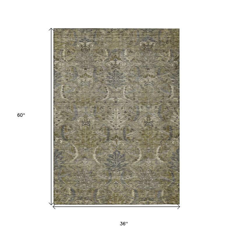 HomeRoots Damask Transitional Rectangle Outdoor Rug