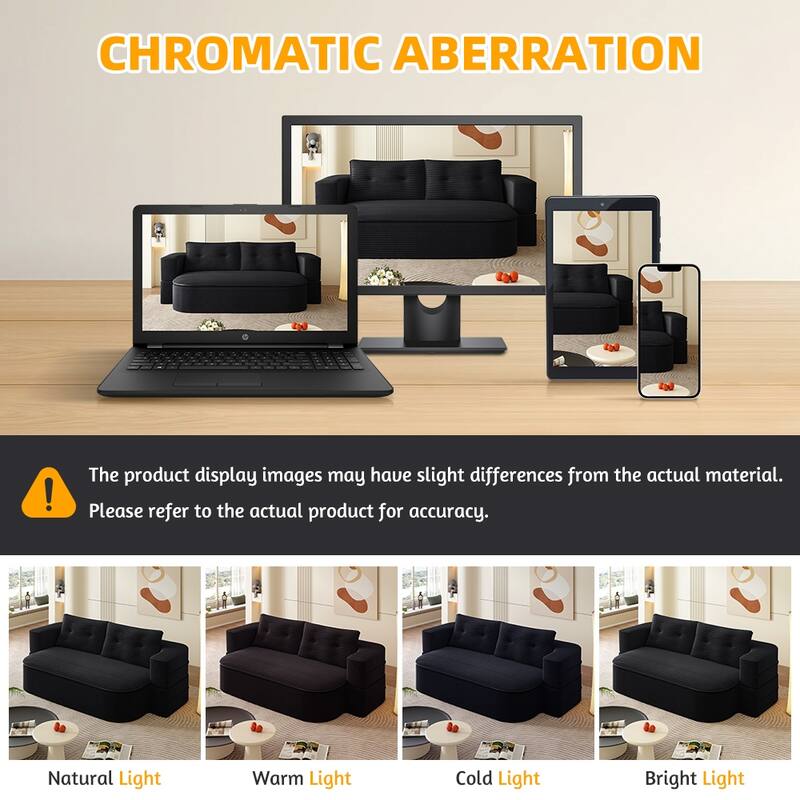 78.7 Inch Convertible Floor Sofa Bed, Plush Corduroy Sleeper Couch with Blanket and 2 Pillows, Deep Seat