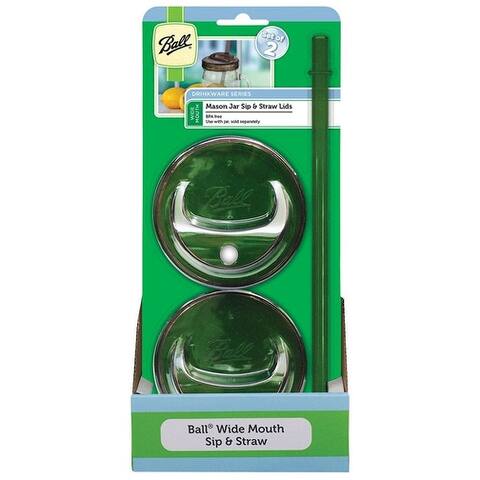 Ball 1440015015 Mason Jar Sip & Straw Lid, Opaque, 4.84" Dia