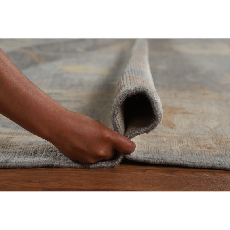 Hand Knotted Oriental 100% Wool Carpet Transitional All-Over Greys & Charcoal Oushak Area Rug - 11' 7'' X 8' 5''