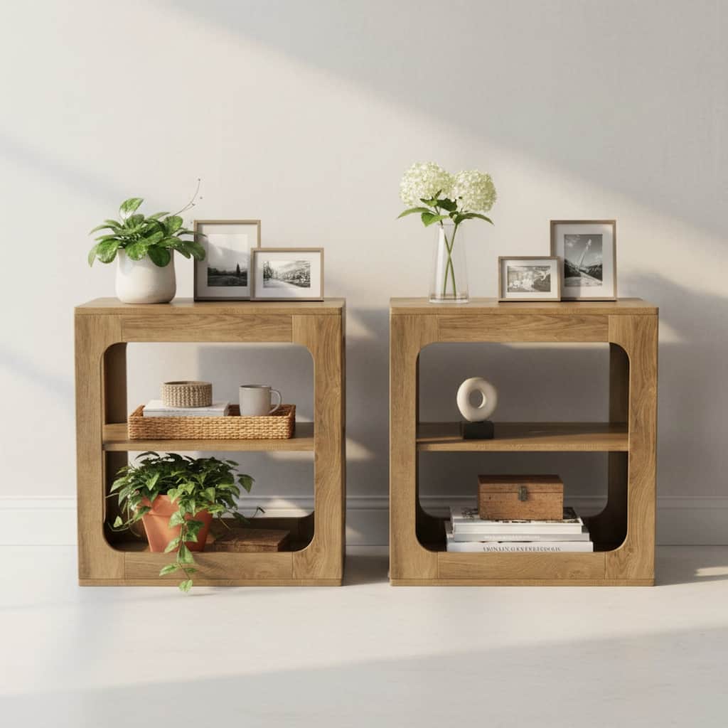 23.6" End Table with Storage Shelves, 3-Tier Side Table for Living Room